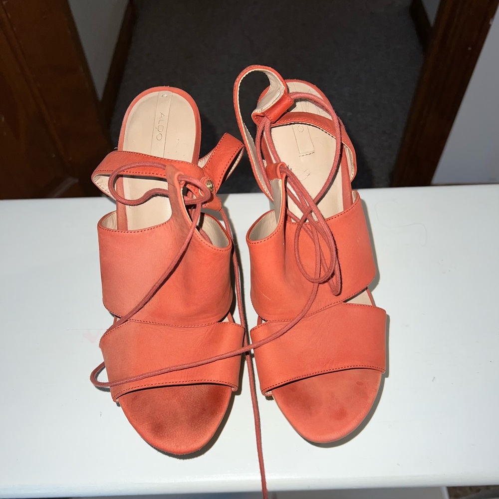 Wrap around, peach, Aldo, wedges